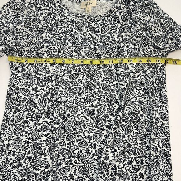 Style & Co. Women’s Black & White Floral Short Sleeve Blouse Size Medium - Picture 6 of 7